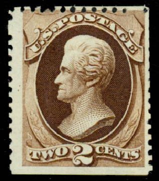 US Stamp Price Scott Catalog # 168 - 1875 2c Jackson Special Printing. Daniel Kelleher Auctions, Sep 2013, Sale 639, Lot 402