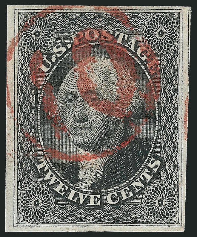 US Stamps Values Scott Catalog 17 - 1851 12c Washington. Robert Siegel Auction Galleries, Dec 2011, Sale 1017, Lot 117