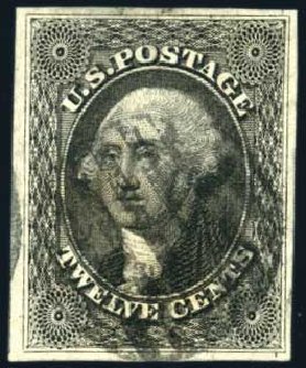 US Stamps Value Scott Catalogue #17: 1851 12c Washington. Harmer-Schau Auction Galleries, Jun 2008, Sale 78, Lot 1258