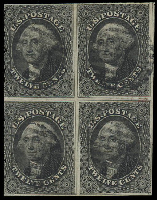 US Stamps Values Scott Catalogue 17 - 1851 12c Washington. Daniel Kelleher Auctions, Aug 2012, Sale 631, Lot 688