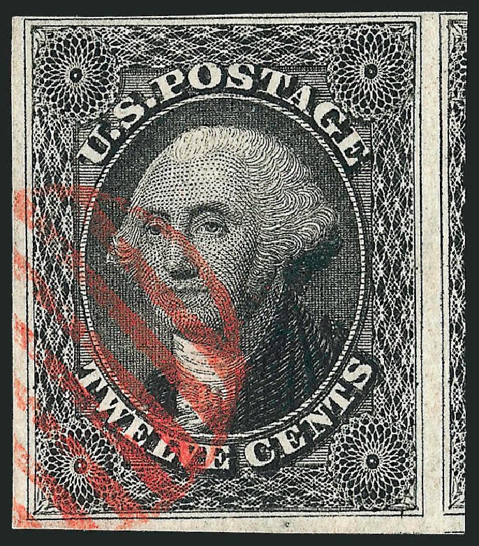 US Stamps Prices Scott Cat. 17: 1851 12c Washington. Robert Siegel Auction Galleries, Oct 2008, Sale 963, Lot 278