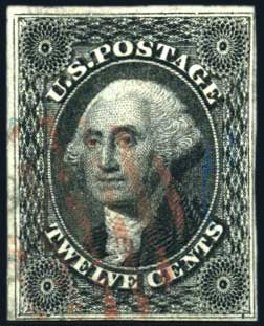 US Stamp Values Scott #17: 12c 1851 Washington. Harmer-Schau Auction Galleries, Feb 2009, Sale 80, Lot 1099