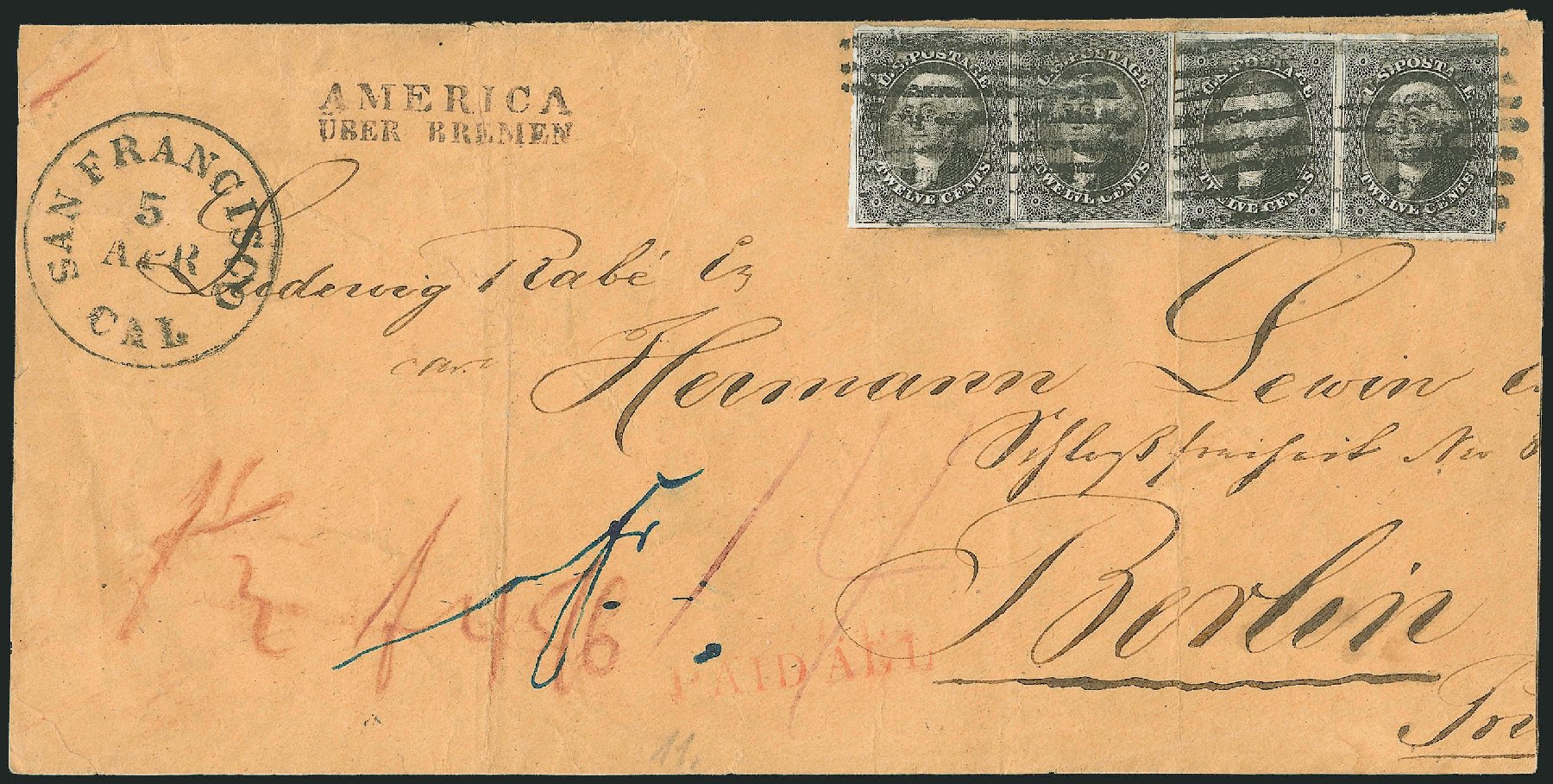 US Stamp Value Scott Catalogue 17 - 12c 1851 Washington. Robert Siegel Auction Galleries, Dec 2010, Sale 1002, Lot 3740