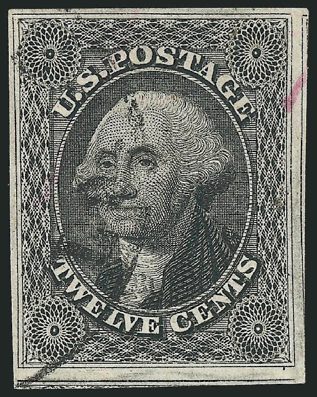 US Stamps Value Scott # 17: 1851 12c Washington. Robert Siegel Auction Galleries, Sep 2010, Sale 993, Lot 270