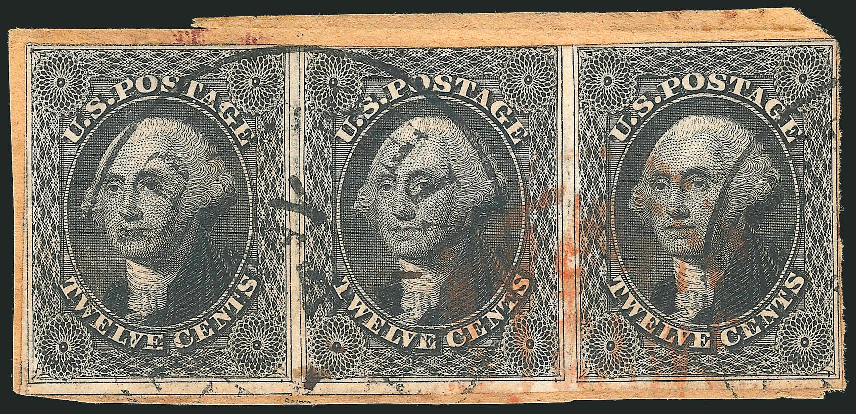US Stamp Values Scott Catalog 17: 1851 12c Washington. Robert Siegel Auction Galleries, Apr 2014, Sale 1068, Lot 51