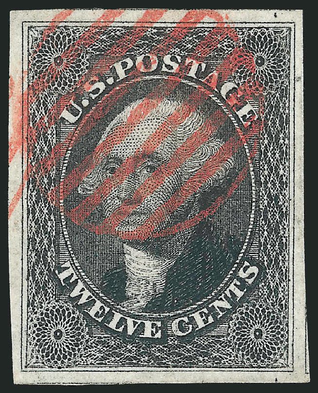 US Stamp Values Scott Cat. #17: 1851 12c Washington. Robert Siegel Auction Galleries, Dec 2013, Sale 1062, Lot 124