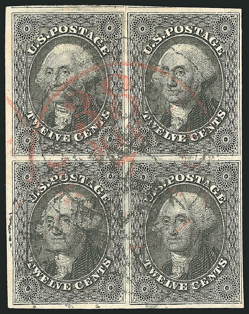 US Stamps Prices Scott Cat. #17 - 1851 12c Washington. Robert Siegel Auction Galleries, Nov 2014, Sale 1084, Lot 3082