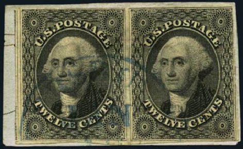 US Stamps Value Scott Catalogue #17: 1851 12c Washington. Harmer-Schau Auction Galleries, Oct 2011, Sale 91, Lot 173