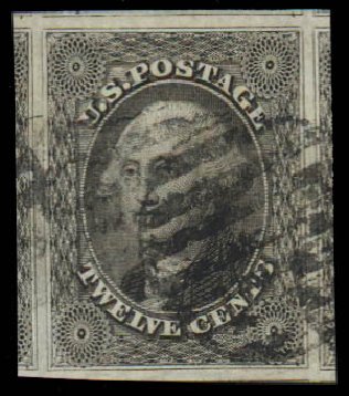 US Stamps Prices Scott Catalogue 17 - 1851 12c Washington. Daniel Kelleher Auctions, Jan 2012, Sale 628, Lot 223