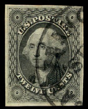 US Stamp Value Scott Catalogue # 17 - 1851 12c Washington. Daniel Kelleher Auctions, Sep 2013, Sale 639, Lot 3133