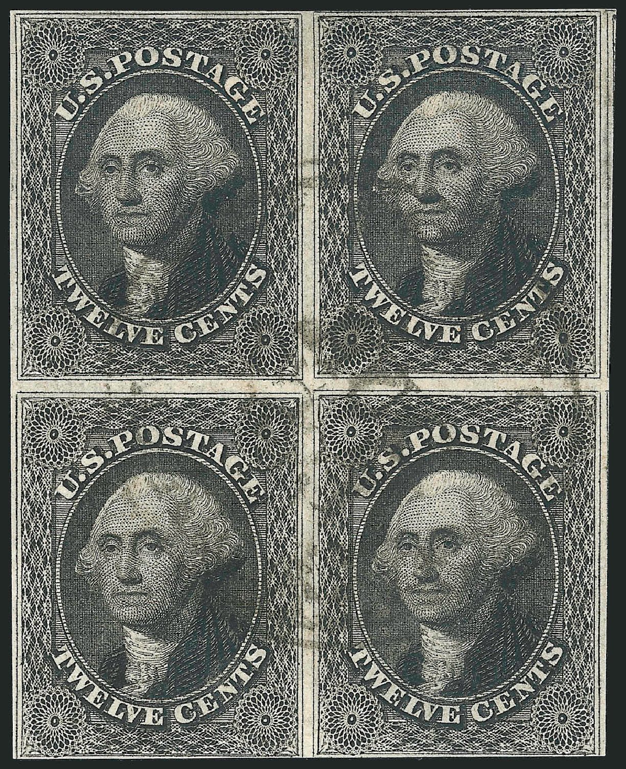 Values of US Stamps Scott Catalogue #17: 1851 12c Washington. Robert Siegel Auction Galleries, Jul 2013, Sale 1050, Lot 123