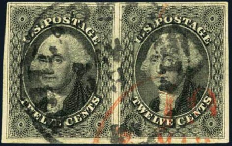 US Stamp Values Scott #17 - 1851 12c Washington. Harmer-Schau Auction Galleries, Jan 2013, Sale 96, Lot 416