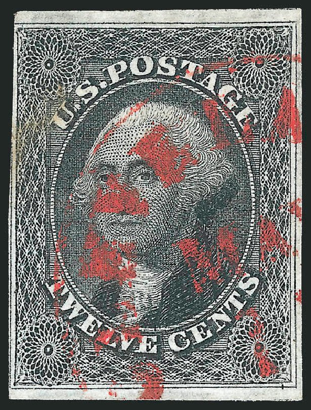 US Stamps Prices Scott Cat. # 17 - 1851 12c Washington. Robert Siegel Auction Galleries, Apr 2014, Sale 1068, Lot 46