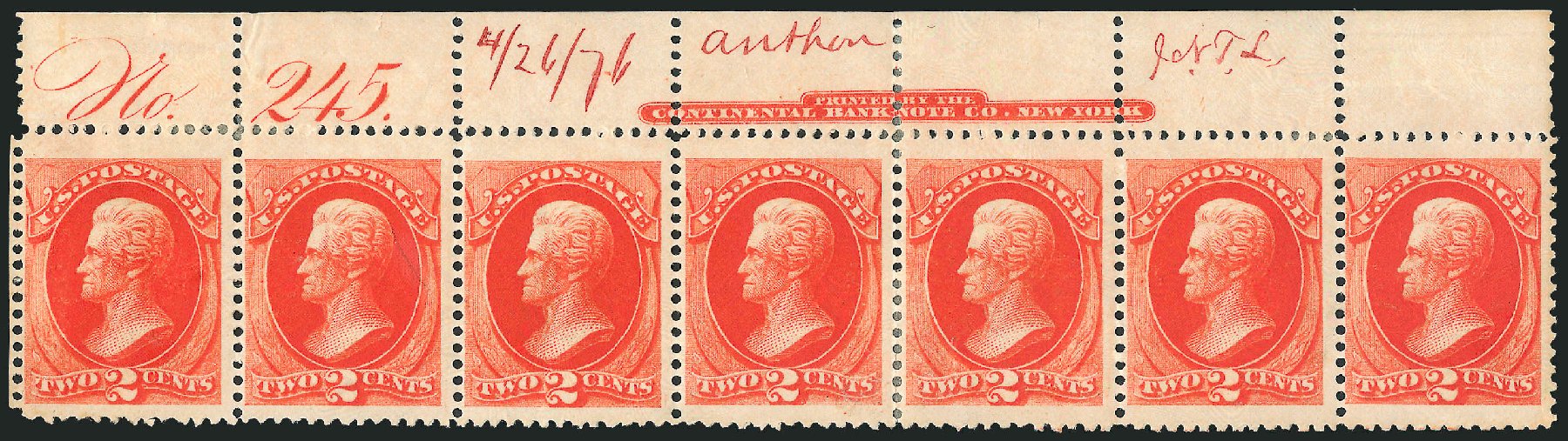 Cost of US Stamp Scott Cat. # 178 - 2c 1875 Jackson Continental. Robert Siegel Auction Galleries, Mar 2012, Sale 1021, Lot 392