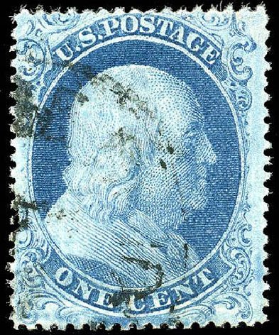 US Stamp Values Scott Cat. 18 - 1c 1861 Franklin. Matthew Bennett International, Apr 2008, Sale 326, Lot 47