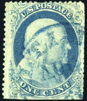 US Stamps Values Scott 18 - 1c 1861 Franklin. Harmer-Schau Auction Galleries, Apr 2008, Sale 77, Lot 57