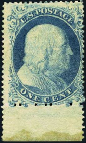 Cost of US Stamps Scott Cat. 18 - 1c 1861 Franklin. Harmer-Schau Auction Galleries, Jan 2013, Sale 96, Lot 417