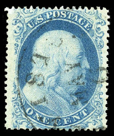 US Stamp Values Scott # 18 - 1861 1c Franklin. Matthew Bennett International, Mar 2012, Sale 344, Lot 4218