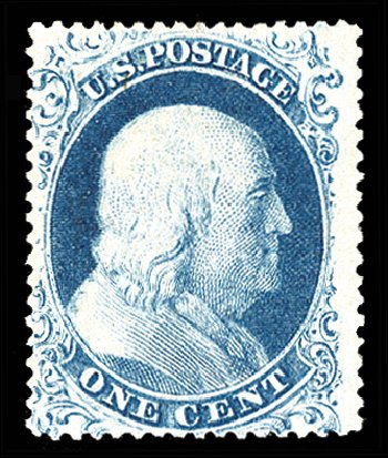 Prices of US Stamps Scott Catalogue #18: 1861 1c Franklin. Cherrystone Auctions, Apr 2014, Sale 201404, Lot 18