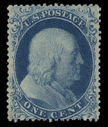 US Stamp Prices Scott Cat. 18 - 1c 1861 Franklin. Cherrystone Auctions, Nov 2014, Sale 201411, Lot 8