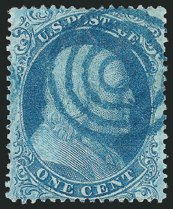 US Stamp Values Scott Catalog #18 - 1861 1c Franklin. Robert Siegel Auction Galleries, Dec 2012, Sale 1037, Lot 1450