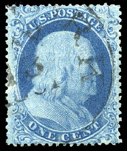 Values of US Stamp Scott Catalog # 18 - 1861 1c Franklin. Matthew Bennett International, May 2014, Sale 350, Lot 41