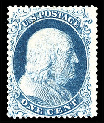 US Stamps Prices Scott Cat. # 18: 1c 1861 Franklin. Cherrystone Auctions, Apr 2012, Sale 201204, Lot 31