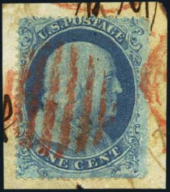 Values of US Stamps Scott 18: 1c 1861 Franklin. Harmer-Schau Auction Galleries, Aug 2012, Sale 94, Lot 1021
