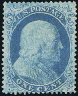 Price of US Stamps Scott Cat. 18: 1c 1861 Franklin. Harmer-Schau Auction Galleries, Oct 2011, Sale 91, Lot 174
