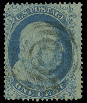 Price of US Stamps Scott Catalog # 18 - 1861 1c Franklin. H.R. Harmer, May 2014, Sale 3005, Lot 1044