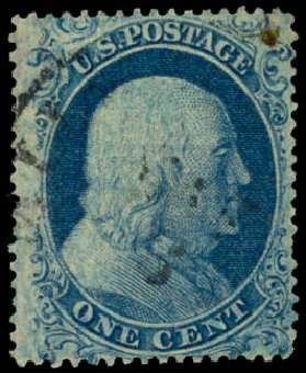 Value of US Stamp Scott Catalog 18: 1c 1861 Franklin. Daniel Kelleher Auctions, May 2014, Sale 652, Lot 85