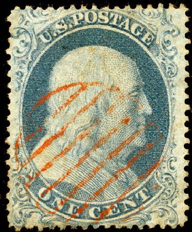 Cost of US Stamps Scott Catalogue #18 - 1c 1861 Franklin. Matthew Bennett International, Jun 2008, Sale 328, Lot 502