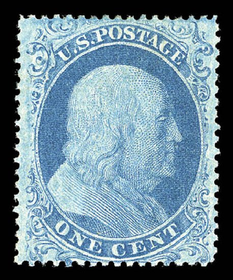 US Stamp Values Scott Catalog #18: 1c 1861 Franklin. Matthew Bennett International, Sep 2012, Sale 345, Lot 42