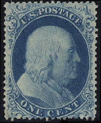 Values of US Stamp Scott Catalog #18: 1861 1c Franklin. Cherrystone Auctions, May 2008, Sale 200805, Lot 62