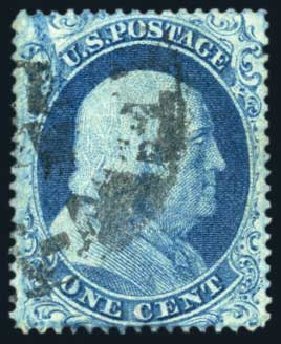 Value of US Stamps Scott Catalog #18: 1861 1c Franklin. Harmer-Schau Auction Galleries, Jun 2008, Sale 78, Lot 1262