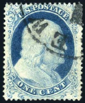 Cost of US Stamps Scott Catalog 18 - 1c 1861 Franklin. Harmer-Schau Auction Galleries, Feb 2010, Sale 84, Lot 1293