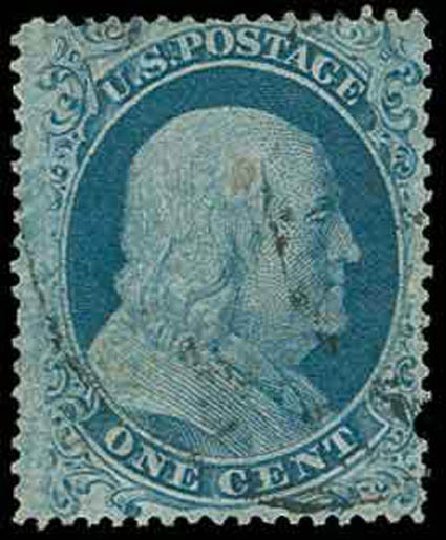 US Stamp Values Scott 18: 1c 1861 Franklin. H.R. Harmer, Nov 2013, Sale 3004, Lot 1036