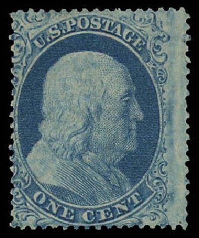 US Stamps Values Scott Cat. #18: 1c 1861 Franklin. Daniel Kelleher Auctions, Oct 2011, Sale 626, Lot 36