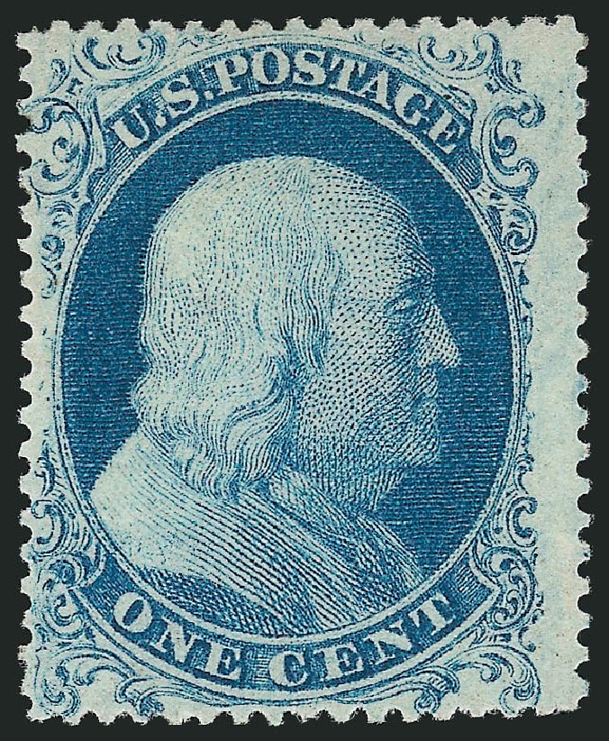 US Stamp Values Scott Cat. #18: 1861 1c Franklin. Robert Siegel Auction Galleries, Dec 2014, Sale 1090, Lot 1146