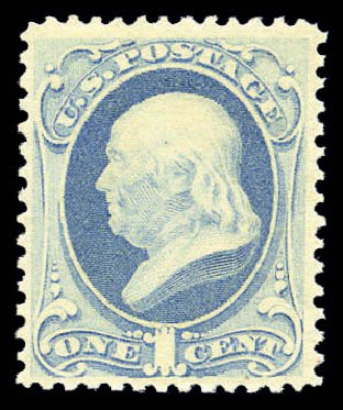 US Stamp Values Scott Catalogue 182: 1c 1879 Franklin. Matthew Bennett International, Sep 2010, Sale 333, Lot 3580