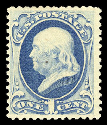 US Stamp Prices Scott Catalog 182: 1c 1879 Franklin. Cherrystone Auctions, Oct 2012, Sale 201210, Lot 100