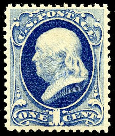 US Stamps Values Scott Catalogue #182: 1879 1c Franklin. Matthew Bennett International, May 2008, Sale 327, Lot 186