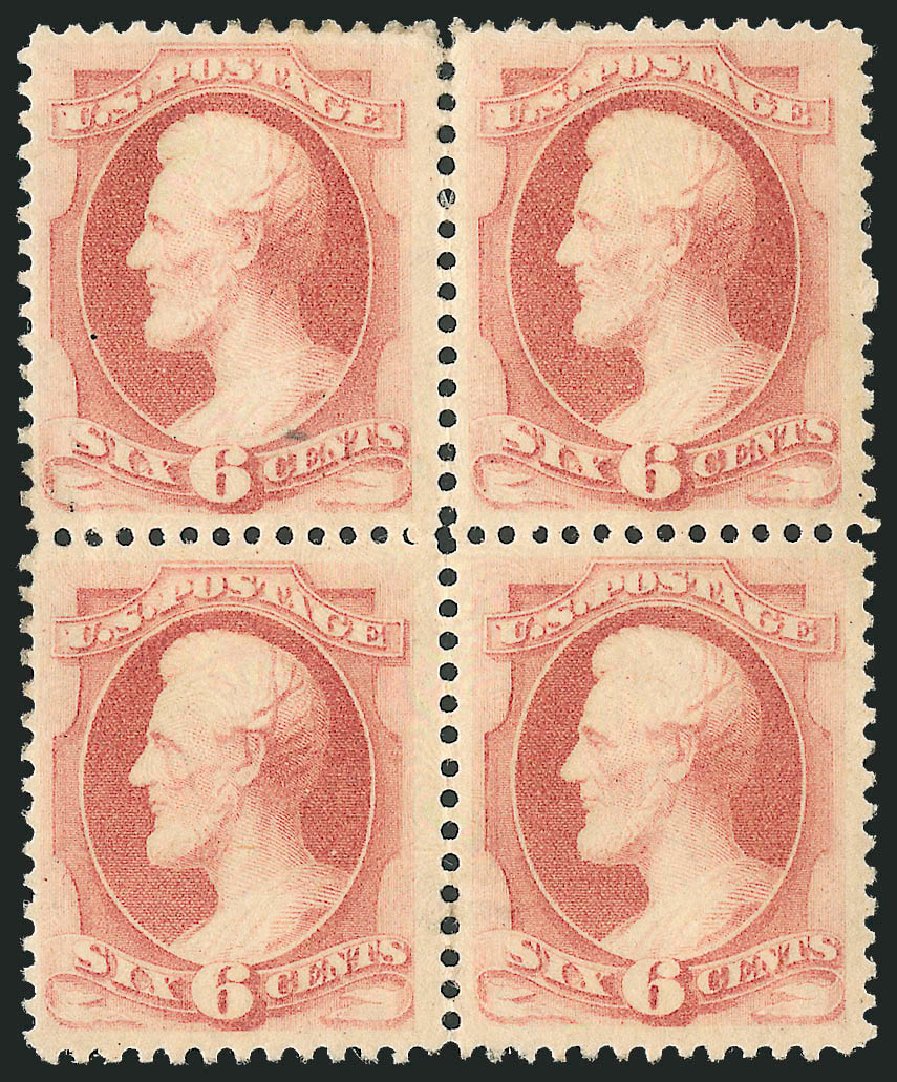 US Stamps Prices Scott Cat. 186: 6c 1879 Lincoln. Robert Siegel Auction Galleries, Mar 2012, Sale 1021, Lot 409