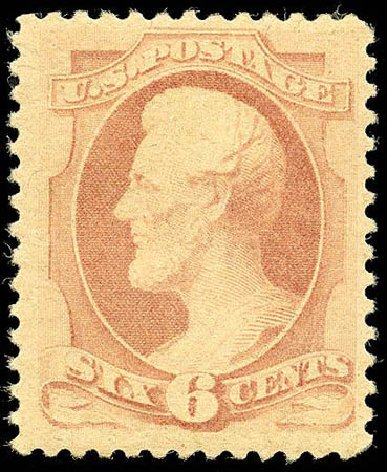 US Stamp Price Scott Catalog 186 - 1879 6c Lincoln. Matthew Bennett International, Apr 2008, Sale 326, Lot 170