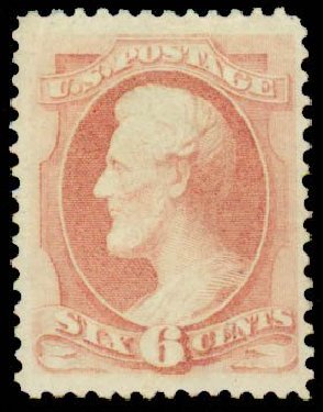 Value of US Stamp Scott Cat. 186: 6c 1879 Lincoln. Daniel Kelleher Auctions, Sep 2013, Sale 639, Lot 3284