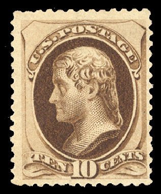 US Stamp Value Scott #187: 10c 1879 Jefferson. Cherrystone Auctions, Sep 2014, Sale 201409, Lot 28
