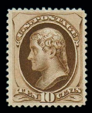 US Stamp Value Scott 187: 10c 1879 Jefferson. Matthew Bennett International, Oct 2007, Sale 320, Lot 479