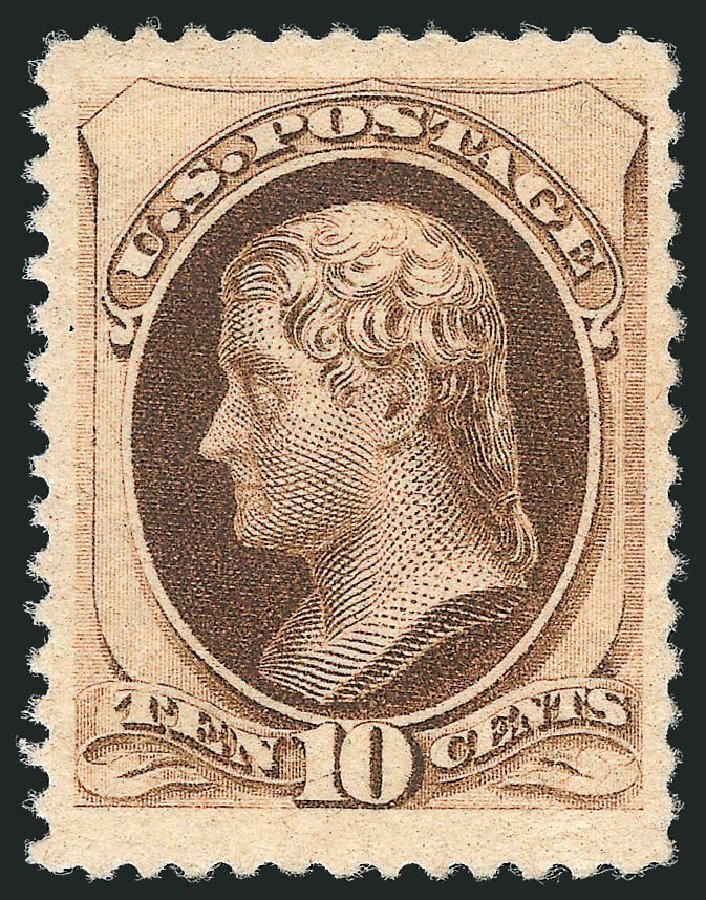 US Stamps Values Scott Cat. #187 - 10c 1879 Jefferson. Robert Siegel Auction Galleries, Mar 2013, Sale 1040, Lot 1439