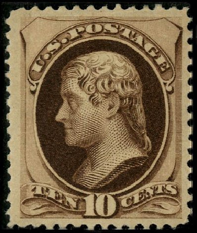US Stamps Values Scott Catalog 187: 10c 1879 Jefferson. Matthew Bennett International, May 2008, Sale 327, Lot 190