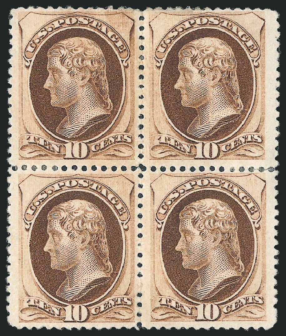 Price of US Stamp Scott Cat. 187: 1879 10c Jefferson. Robert Siegel Auction Galleries, Mar 2012, Sale 1021, Lot 411